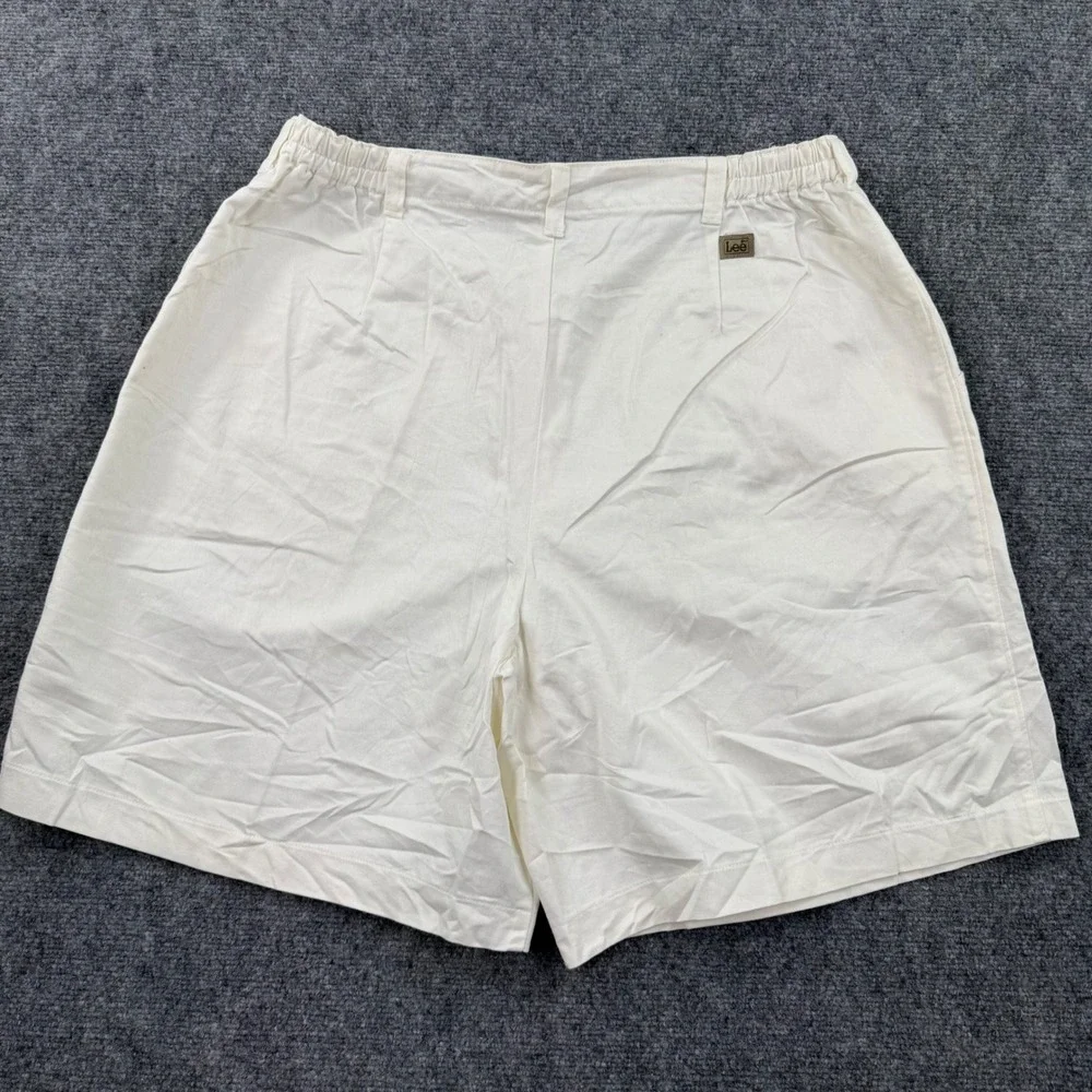 Lee Pleated Shorts 20W/M Off‎ White Cotton Elastic Waist Mens